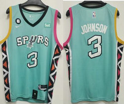 Nike San Antonio Spurs #3 Keldon Johnson City 6 patch Authentic Stitched NBA Jersey