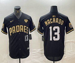 Nike San Diego Padres #13 Manny Machado Black Gold 5(V) Authentic Stitched MLB Jersey