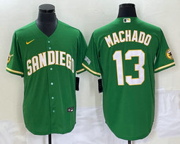 Nike San Diego Padres #13 Manny Machado Green Joint baseball jersey