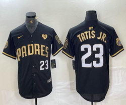 Nike San Diego Padres #23 Fernando Tatis Jr. Black Gold 5(V) Authentic Stitched MLB Jersey