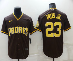 Nike San Diego Padres #23 Fernando Tatis Jr. Coffee Logo sleeves Game Authentic Stitched MLB Jersey