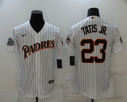 Nike San Diego Padres #23 Fernando Tatis Jr. White Stripe Throwback Game Authentic Stitched MLB Jersey