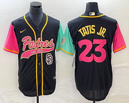 Nike San Diego Padres #23 Fernando Tatis Jr Black Joint Team Logo on front Game Authentic Stitched MLB Jersey