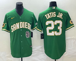 Nike San Diego Padres #23 Fernando Tatis Jr Green Joint Team logo in front baseball jersey
