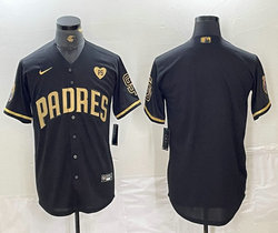 Nike San Diego Padres Blank Black Gold 5(V) Authentic Stitched MLB Jersey
