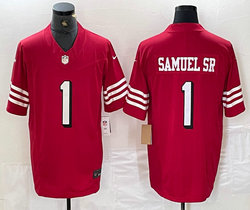 Nike San Francisco 49ers #1 Deebo Samuel Sr Red Throwback 2023 F.U.S.E. Stitched Football Jersey
