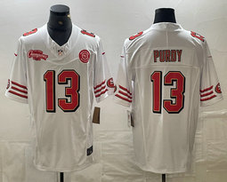 Nike San Francisco 49ers #13 Brock Purdy F.U.S.E White Throwback Stitched Football Jersey