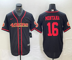 Nike San Francisco 49ers #16 Joe Montana Black Joint adults 2(II) Authentic Stitched baseball jersey