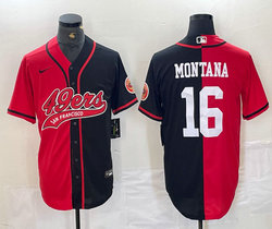 Nike San Francisco 49ers #16 Joe Montana Red Black Joint Authentic Stitched baseball jersey