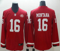 Nike San Francisco 49ers #16 Joe Montana Red Long sleeve Vapor Untouchable Authentic Stitched NFL Jersey