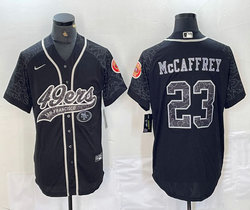 Nike San Francisco 49ers #23 Christian McCaffrey Black Reflective with logo Authentic Stitched baseball Jersey