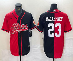 Nike San Francisco 49ers #23 Christian McCaffrey Red Black Joint Authentic Stitched baseball jersey
