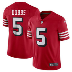 Nike San Francisco 49ers #5 Josh Dobbs Red Throwback Authentic Stitched NFL Jersey