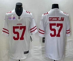 Nike San Francisco 49ers #57 Dre Greenlaw White Vapor Untouchable With 2024 Super Bowl (LVIII ) patch Jersey