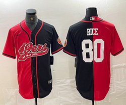Nike San Francisco 49ers #80 Jerry Rice Red Black Joint Authentic Stitched baseball jersey