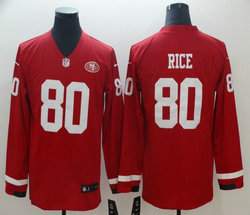 Nike San Francisco 49ers #80 Jerry Rice Red Long sleeve Limited Authentic Stitched NFL Jersey