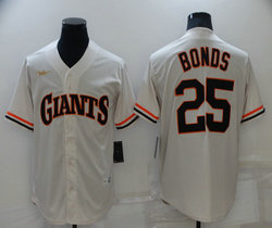 Nike San Francisco Giants #25 Barry Bonds Cream Throwback Game Authentic Stitched MLB jersey