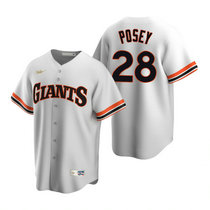 Nike San Francisco Giants #28 Buster Posey White Cooperstown Collection Game Authentic Stitched MLB Jersey