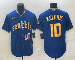 Nike Seattle Mariners #10 Jarred Kelenic 2023 City Red 10 front Game Authentic Stitched MLB jersey