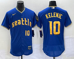 Nike Seattle Mariners #10 Jarred Kelenic City Gold 10 front Flexbase MLB jersey