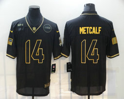 Nike Seattle Seahawks #14 D.K. Metcalf 2020 Black Gold Salute to Service Authentic Stitched NFL Jersey
