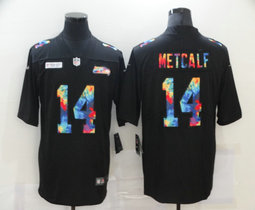 Nike Seattle Seahawks #14 D.K. Metcalf 2020 black rainbow Authentic Stitched NFL Jersey
