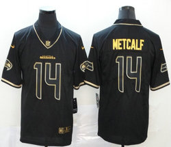 Nike Seattle Seahawks #14 D.K. Metcalf Black Throwback Gold Number Authentic Stitched NFL Jersey