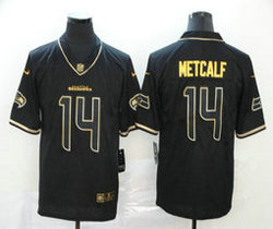 Nike Seattle Seahawks #14 D.K. Metcalf Black gold number Authentic Stitched NFL Jersey