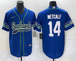 Nike Seattle Seahawks #14 D.K. Metcalf Blue Joint 2(II) Authentic Stitched baseball jersey