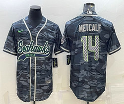 Nike Seattle Seahawks #14 D.K. Metcalf Grey Camo White Name Joint Adults baseball jersey