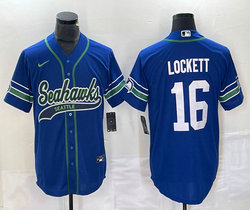 Nike Seattle Seahawks #16 Tyler Lockett Blue Joint 2(II) Authentic Stitched baseball jersey