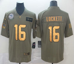 Nike Seattle Seahawks #16 Tyler Lockett Olive Gold 2019 Salute to Service Authentic Stitched NFL jersey