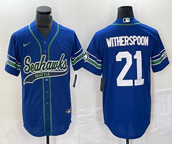 Nike Seattle Seahawks #21 Devon Witherspoon Blue Joint 2(II) Authentic Stitched baseball jersey