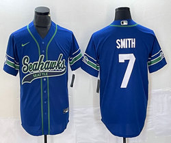 Nike Seattle Seahawks #7 Geno Smith Blue Joint 2(II) Authentic Stitched baseball jersey
