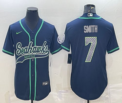 Nike Seattle Seahawks #7 Geno Smith Blue Joint Authentic Stitched baseball jersey