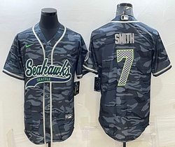 Nike Seattle Seahawks #7 Geno Smith Grey Camo White Name Joint Adults baseball jersey