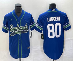 Nike Seattle Seahawks #80 Steve Largent Blue Joint 2(II) Authentic Stitched baseball jersey