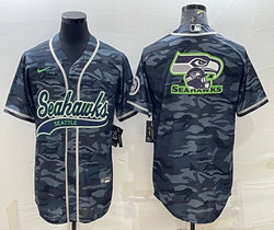 Nike Seattle Seahawks Grey Camo Joint team logo Authentic Stitched baseball jersey