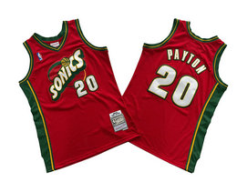 Seattle Sonics #20 Gary Payton Red Hardwood Classics Authentic Stitched NBA jersey