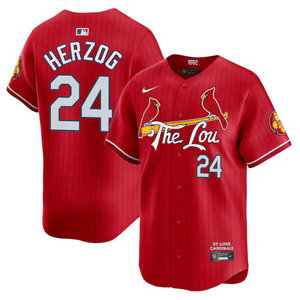 Nike St.Louis Cardinals #24 Whitey Herzog Red 2024 City Game Authentic stitched MLB jersey