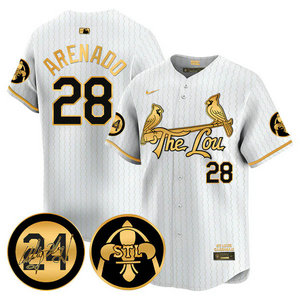 Nike St.Louis Cardinals #28 Nolan Arenado White 2024 City 24 Gold Name Game Authentic stitched MLB jersey