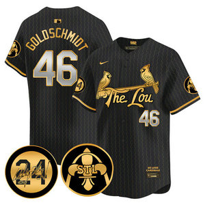 Nike St.Louis Cardinals #46 Paul Goldschmidt Black 2024 City 46 Game Gold Name Authentic stitched MLB jersey