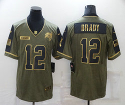 Nike Tampa Bay Buccaneers #12 Tom Brady 2021 Gold Number Salute to Service Authentic Stitched NFL Jersey