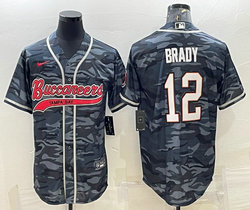 Nike Tampa Bay Buccaneers #12 Tom Brady Grey Camo White Name Joint Adults baseball jersey