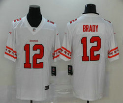 Nike Tampa Bay Buccaneers #12 Tom Brady White With team patch Fashion Authentic Stitched NFL Jersey