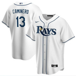 Nike Tampa Bay Rays #13 Junior Caminero White Game Authentic Stitched MLB Jersey