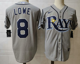 Nike Tampa Bay Rays #8 Brandon Lowe Gray Game Authentic stitched MLB jersey