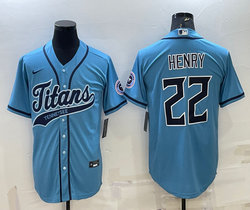 Nike Tennessee Titans #22 Derrick Henry Light Blue Joint Adults Authentic Stitched baseball jersey