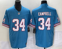 Nike Tennessee Titans #34 Earl Campbell Light Blue 2023 F.U.S.E. Vapor Throwback Stitched Football Jersey