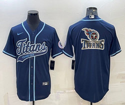 Nike Tennessee Titans Blank Blue Joint adults Big Logo Authentic Stitched baseball jersey